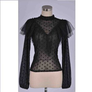 SWISS DOT RUFFLE TOP
